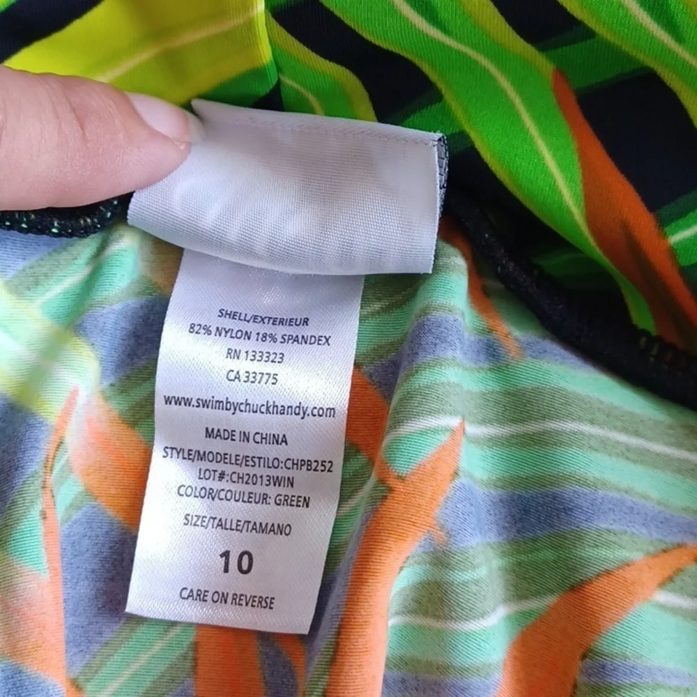 Swim by Chuck Handy Palm Print Swimsuit Sarong Skirt,sz 10